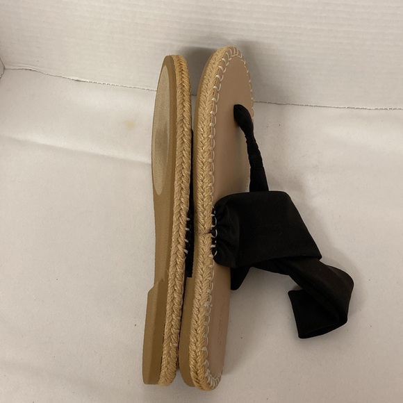 JustFab Aminta Flat Espadrilles Sandals Women’s Size 9 Black & Cream/Tan - Picture 5 of 8